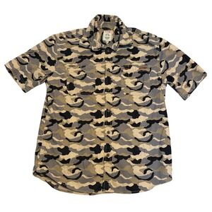 Genuine Dickies Button Down Shirt Mens L Camo Short Sleeve Ripstop Stretch